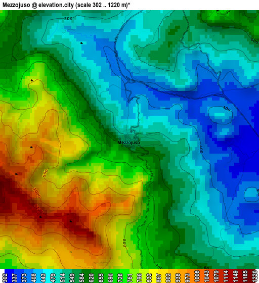 Mezzojuso elevation map