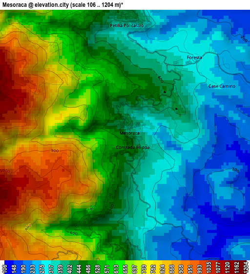 Mesoraca elevation map