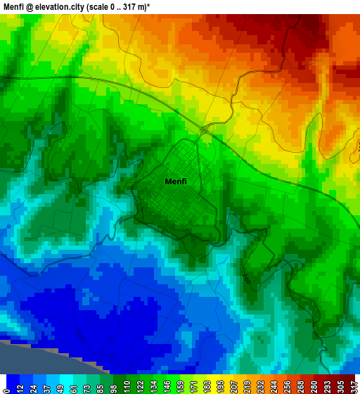 Menfi elevation map