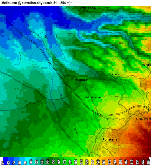 Melicucco elevation map