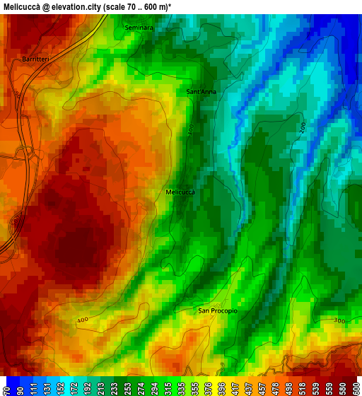 Melicuccà elevation map