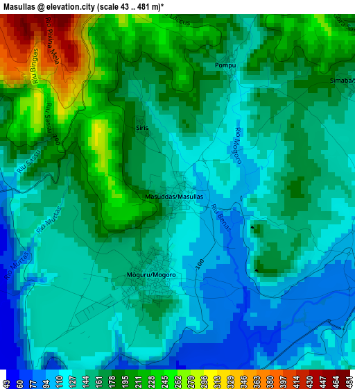 Masullas elevation map