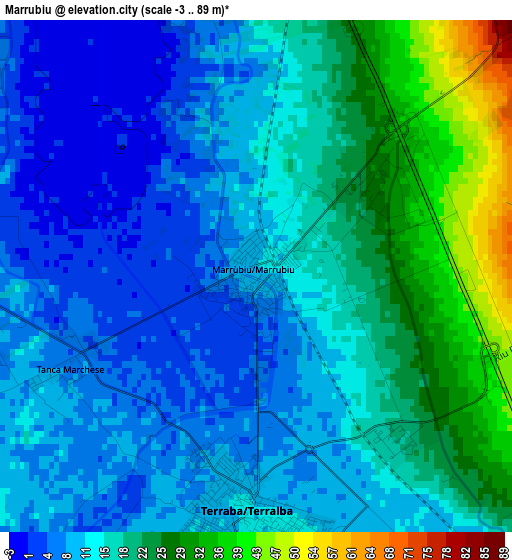 Marrubiu elevation map