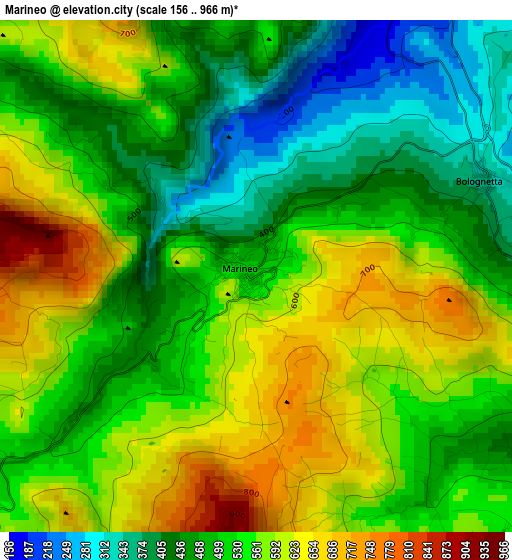 Marineo elevation map