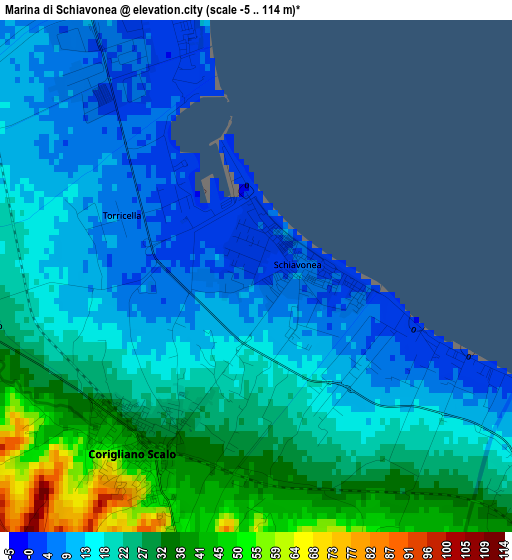 Marina di Schiavonea elevation map