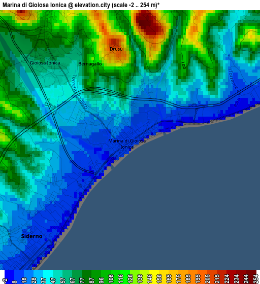 Marina di Gioiosa Ionica elevation map