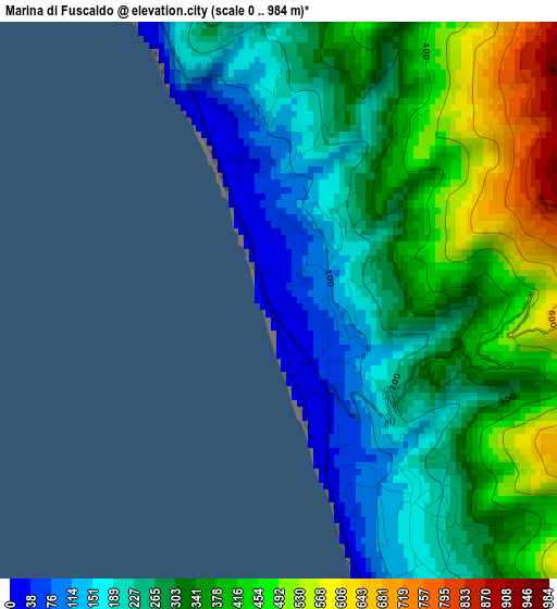 Marina di Fuscaldo elevation map