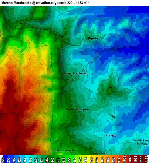 Marano Marchesato elevation map