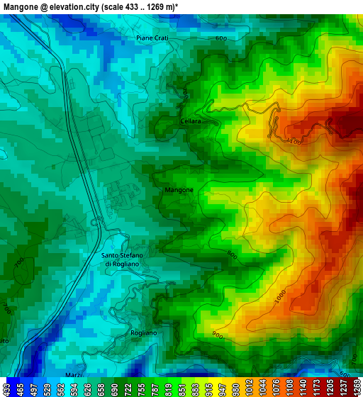 Mangone elevation map