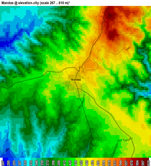 Mandas elevation map