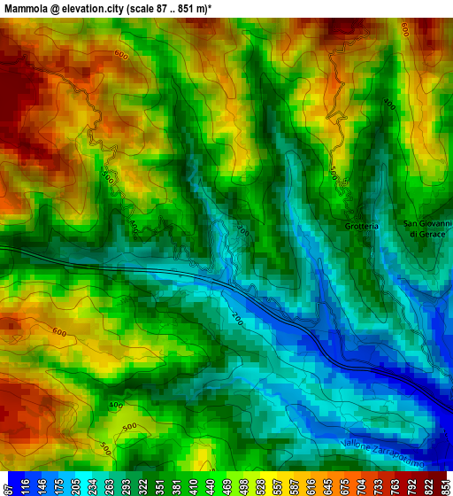 Mammola elevation map