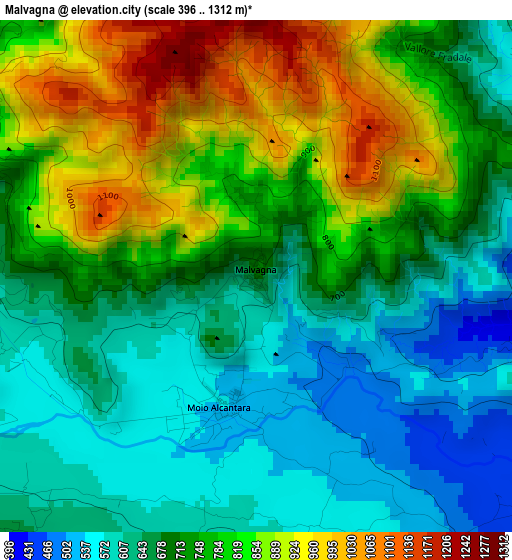 Malvagna elevation map