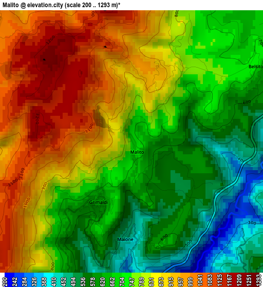 Malito elevation map