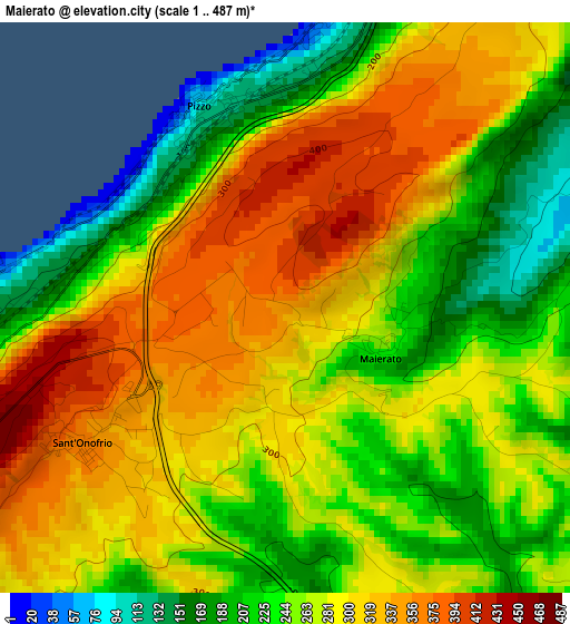 Maierato elevation map