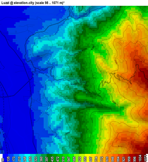 Luzzi elevation map