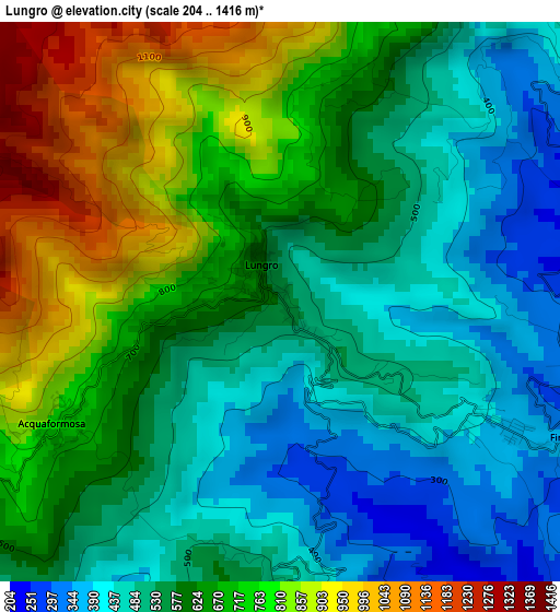 Lungro elevation map