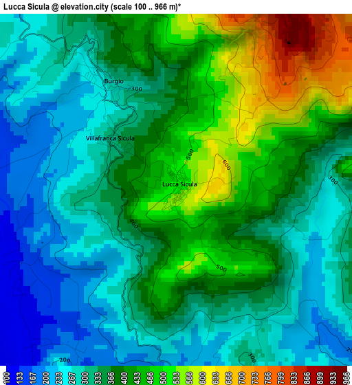 Lucca Sicula elevation map