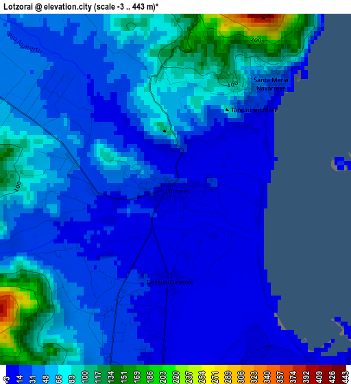 Lotzorai elevation map