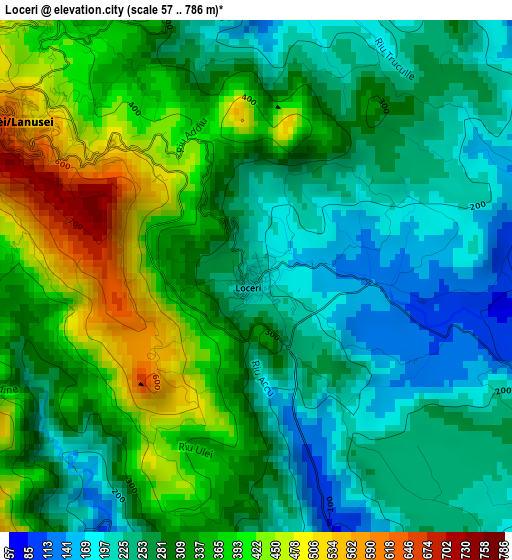 Loceri elevation map