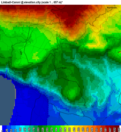 Limbadi-Caroni elevation map