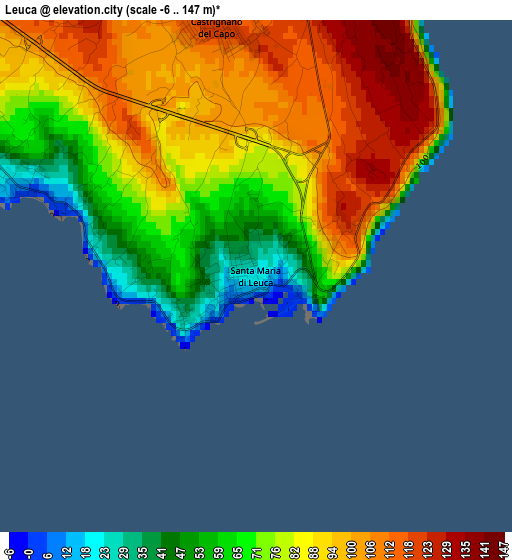 Leuca elevation map