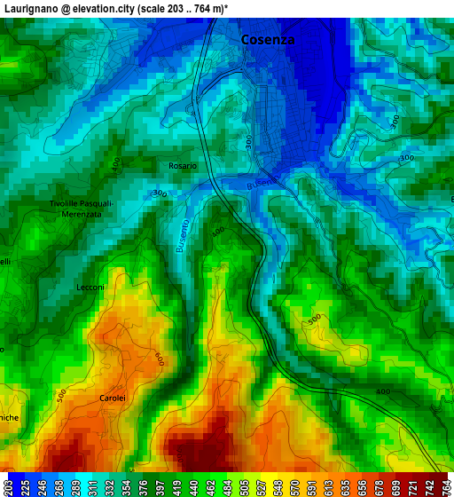 Laurignano elevation map