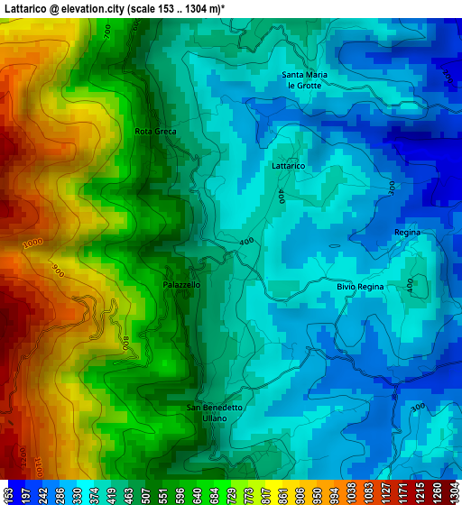 Lattarico elevation map