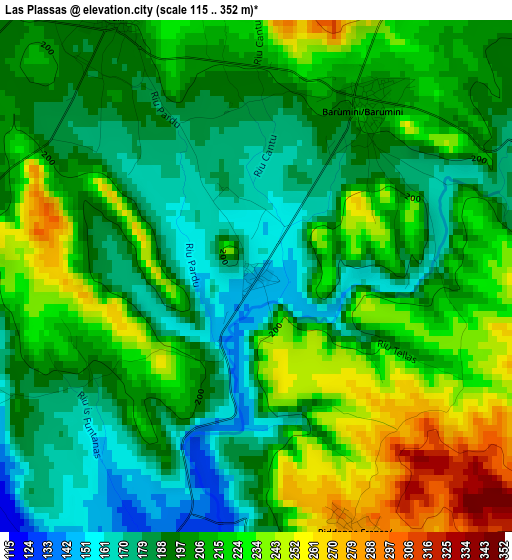 Las Plassas elevation map