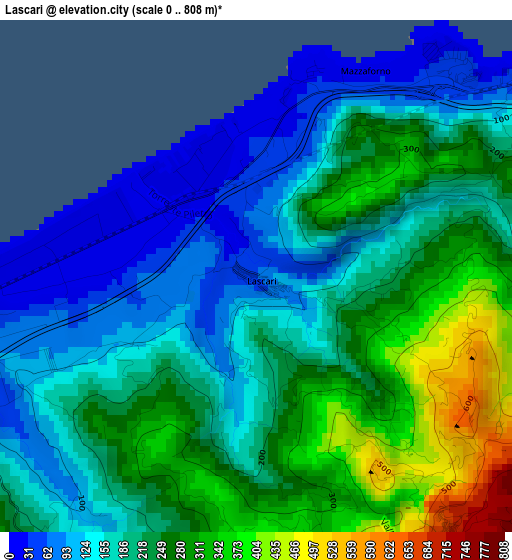 Lascari elevation map