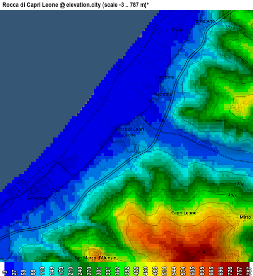 Rocca di Capri Leone elevation map