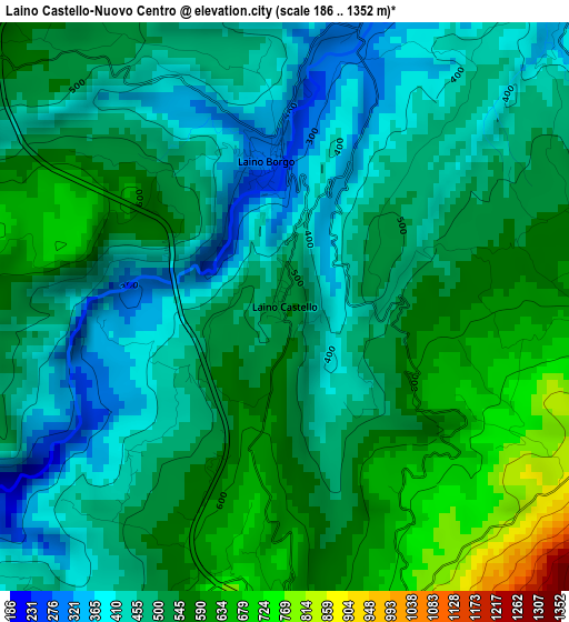 Laino Castello-Nuovo Centro elevation map