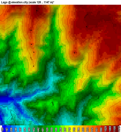 Lago elevation map