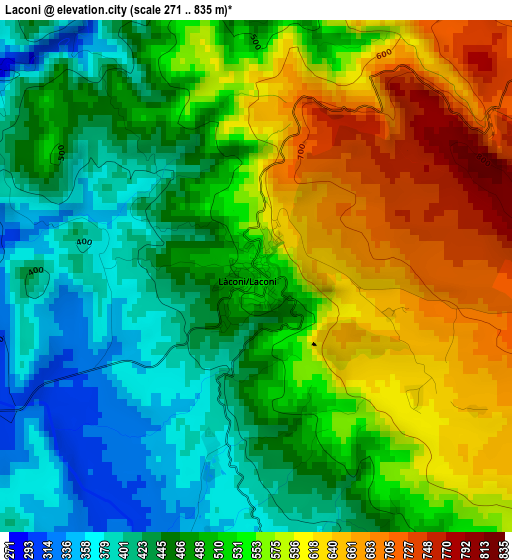 Laconi elevation map