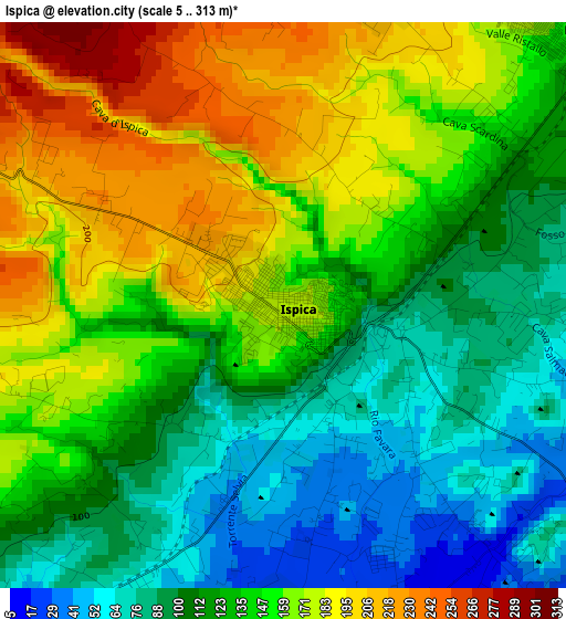 Ispica elevation map