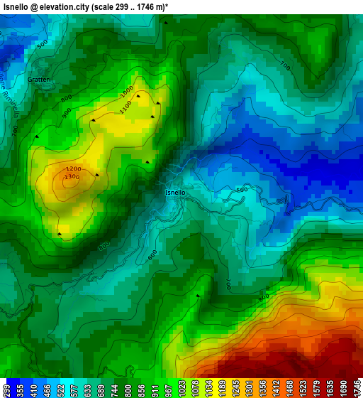 Isnello elevation map