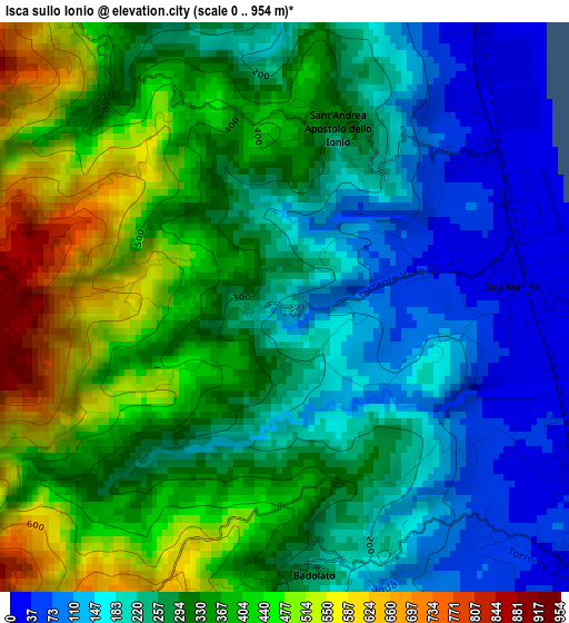 Isca sullo Ionio elevation map