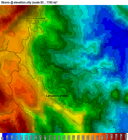 Ilbono elevation map