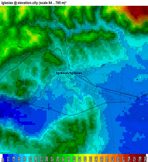 Iglesias elevation map