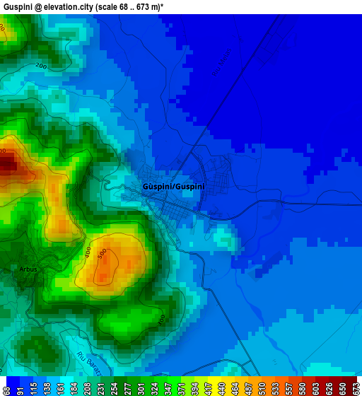 Guspini elevation map