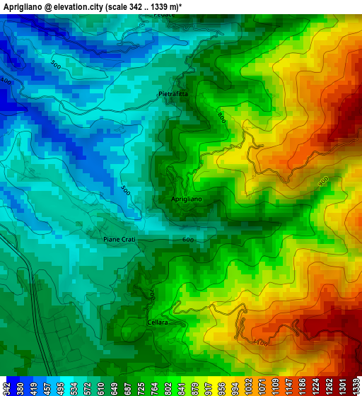 Aprigliano elevation map