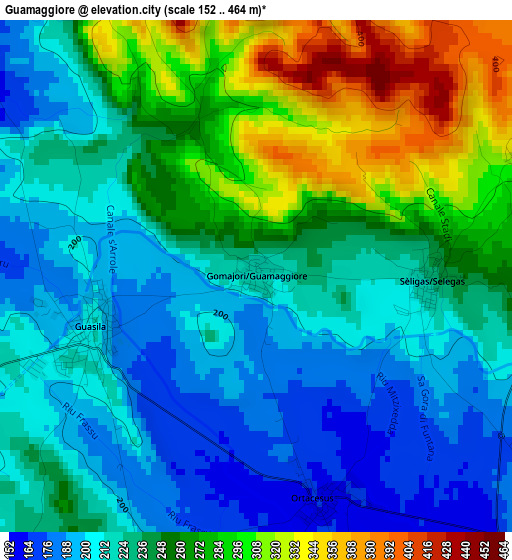 Guamaggiore elevation map