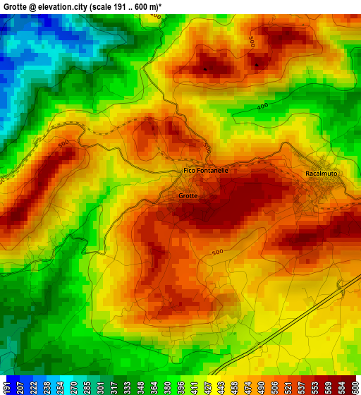 Grotte elevation map