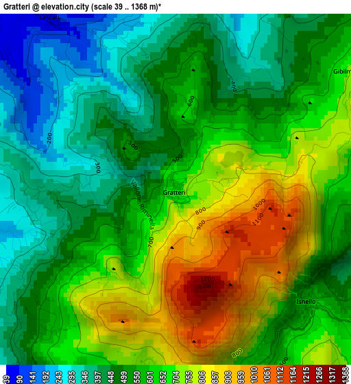 Gratteri elevation map