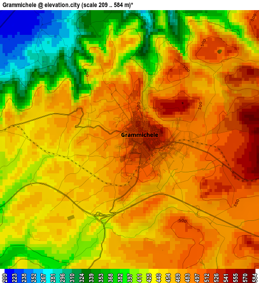 Grammichele elevation map