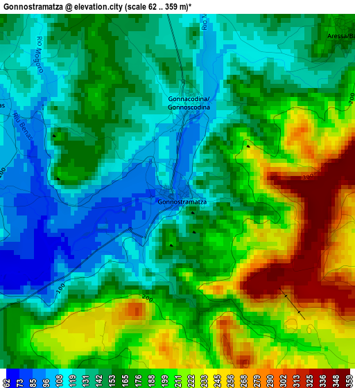 Gonnostramatza elevation map