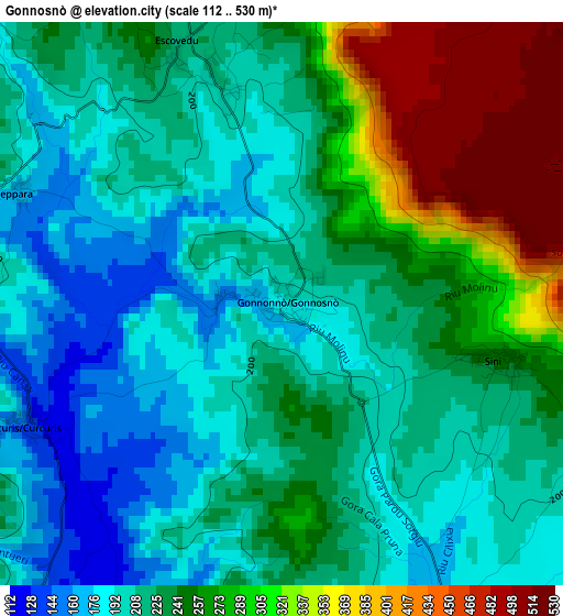 Gonnosnò elevation map