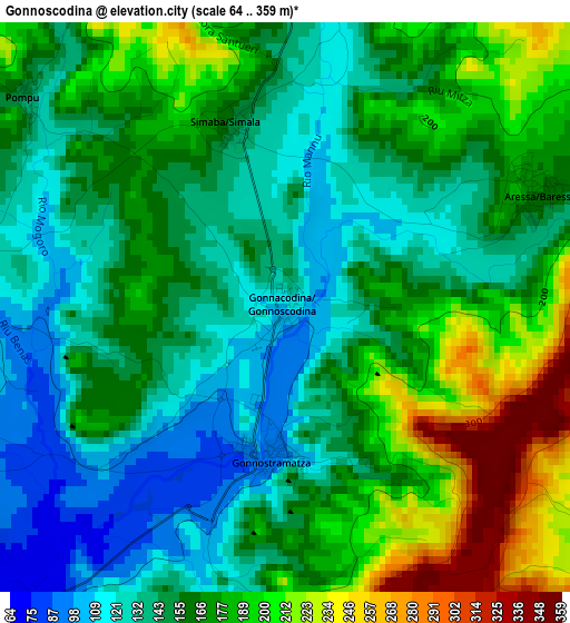 Gonnoscodina elevation map