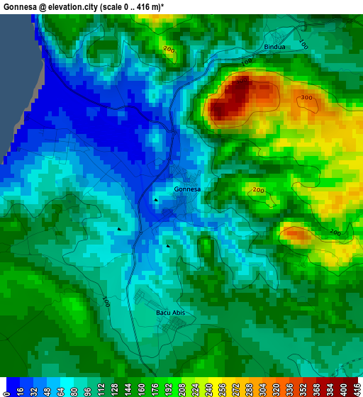 Gonnesa elevation map