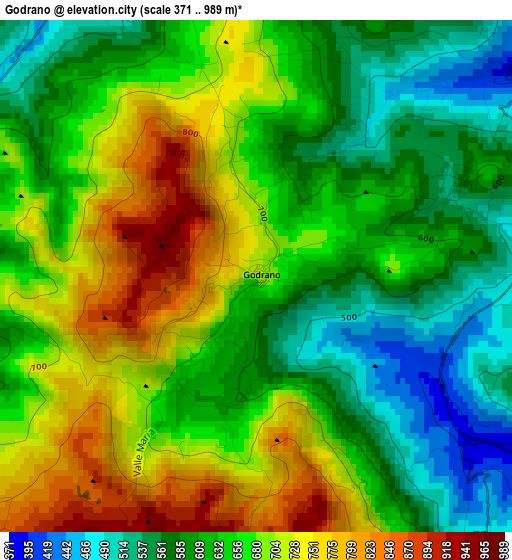 Godrano elevation map