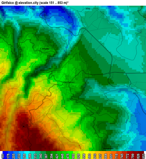 Girifalco elevation map